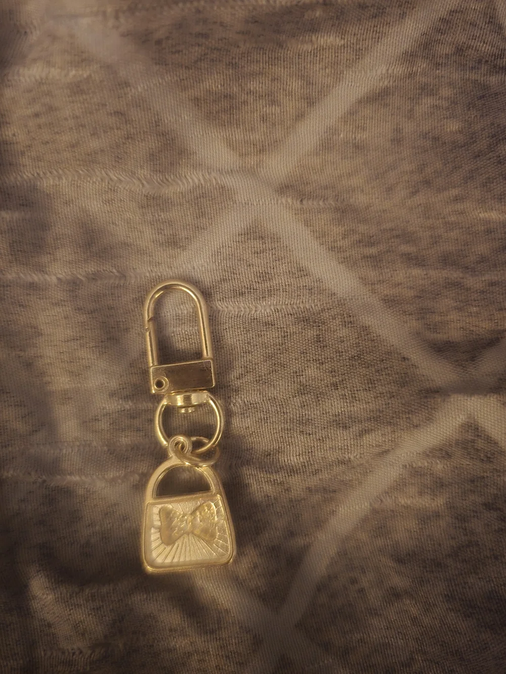 Gold and Black Handbag Mini Keychain Charm with Crystal Bow Accent-NEW!